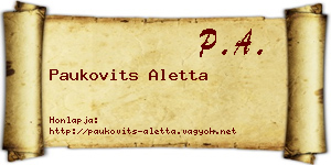 Paukovits Aletta névjegykártya